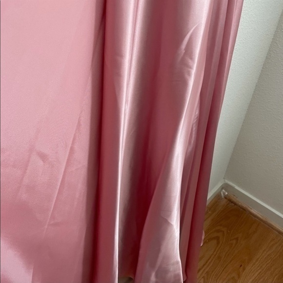 Blondie Nites Halter Neck Lace-Up Back Side Slit Satin Long Dress - Picture 4 of 11